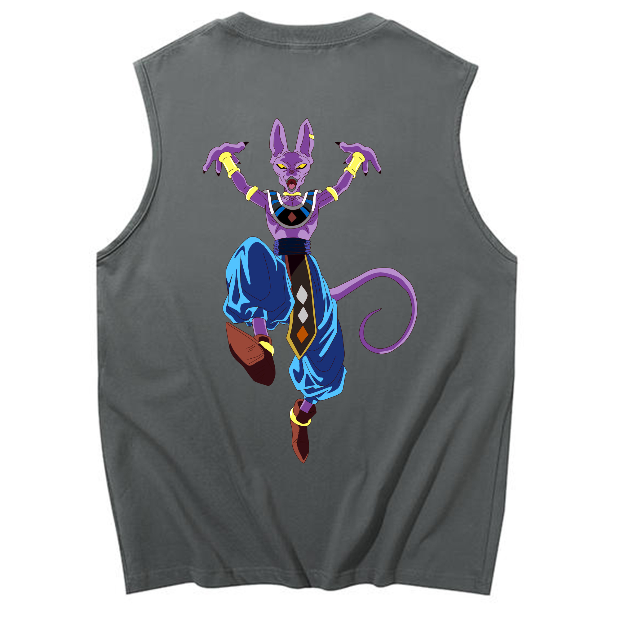（画像用） ドラゴンボール ビルス 破壊神ビルス DRAGON BALL Beerus Birusu コットン100％タンクトップ（背面プリント）